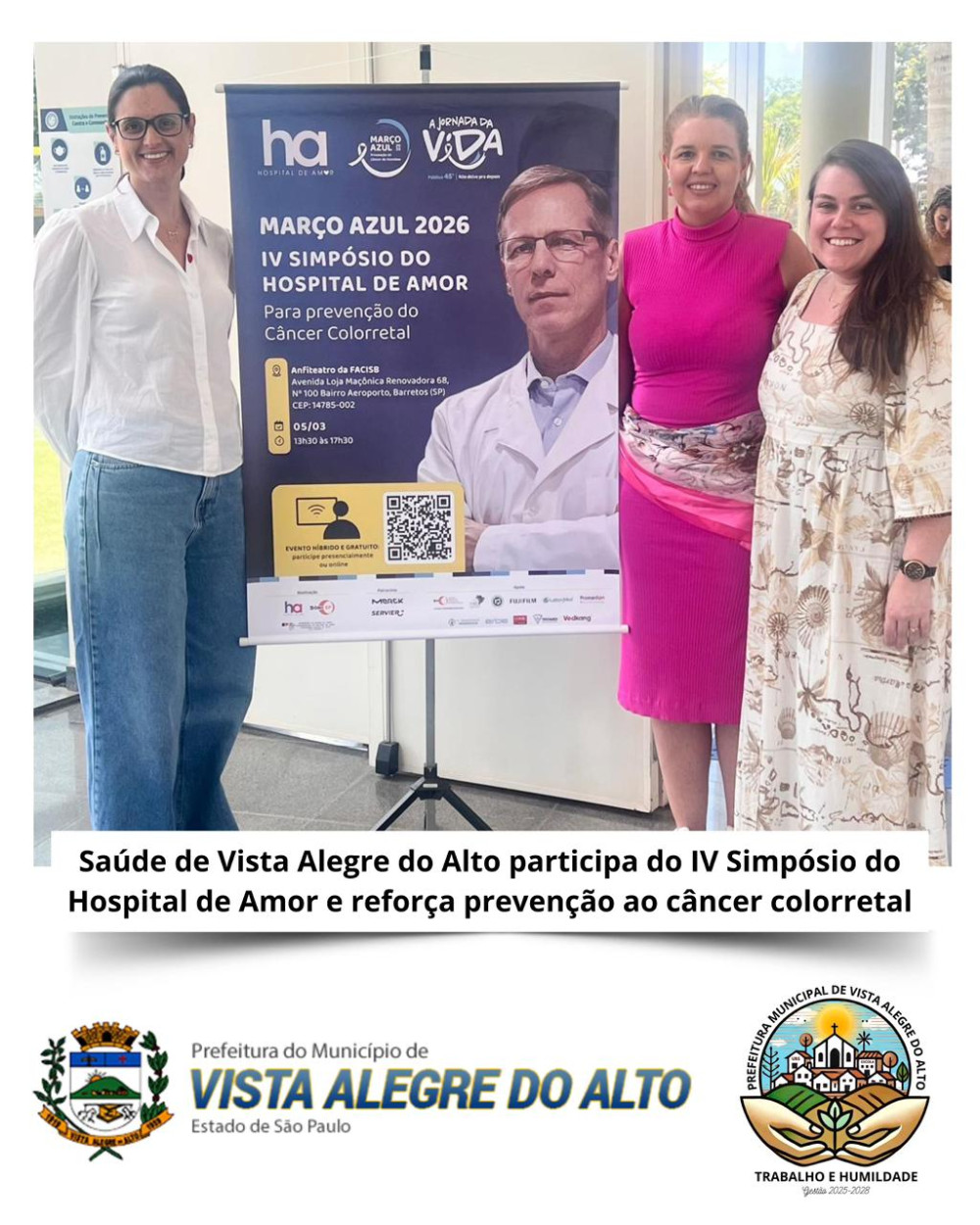 Saúde de Vista Alegre do Alto participa do IV Simpósio do Hospital de Amor e reforça prevenção ao câncer colorretal.