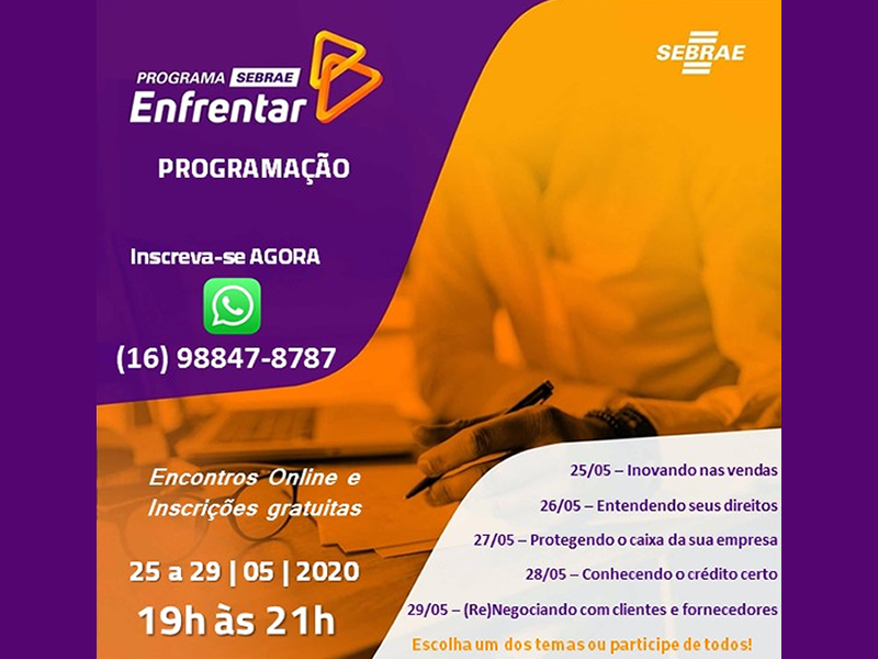 Programa Sebrae Enfrentar - Inscreva-se.