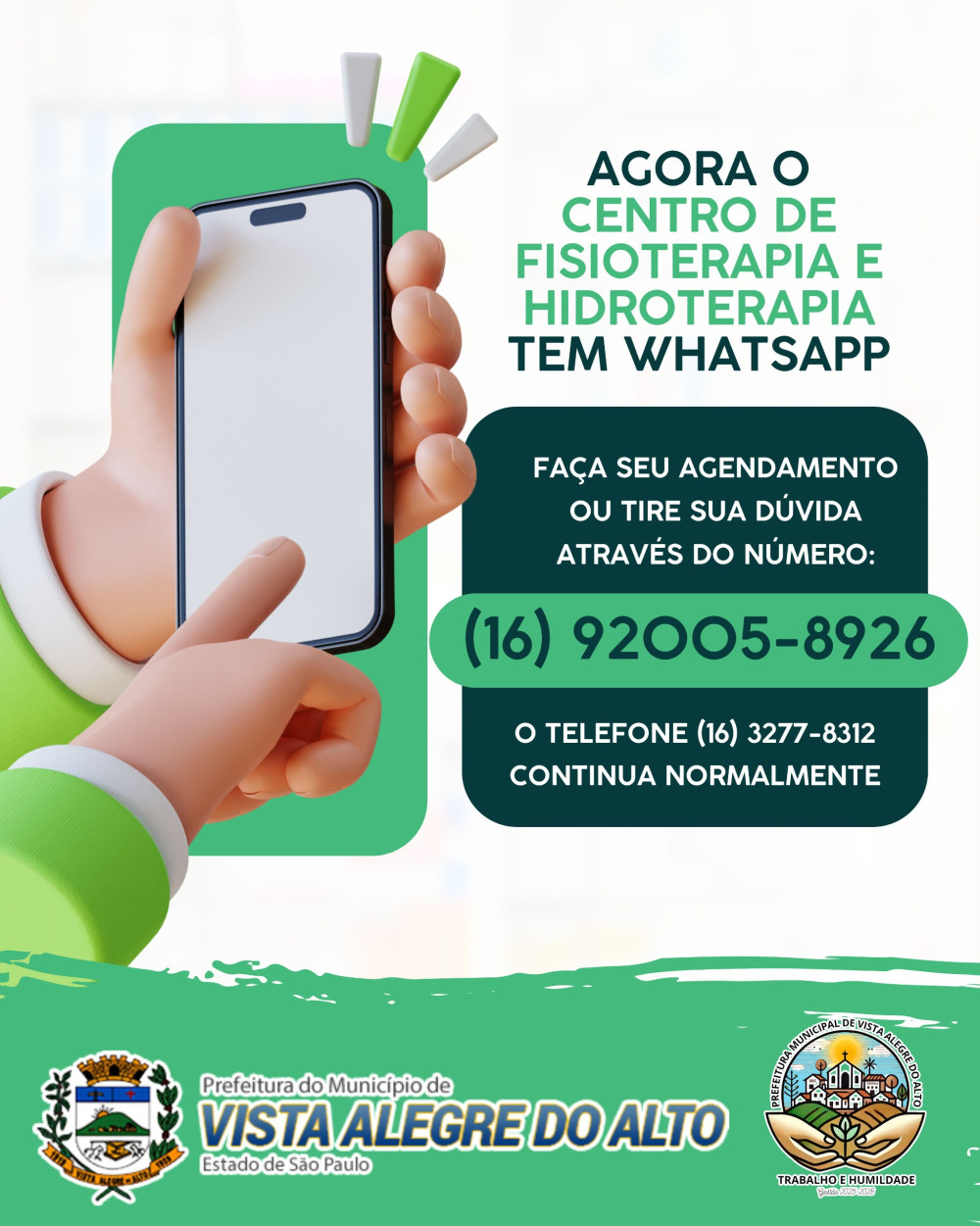 Agora o Centro de Fisioterapia e Hidroterapia tem WhatsApp.