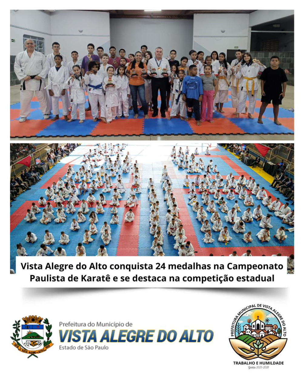 Vista Alegre do Alto conquista 24 medalhas no Campeonato Paulista de Karatê e se destaca na competição estadual.