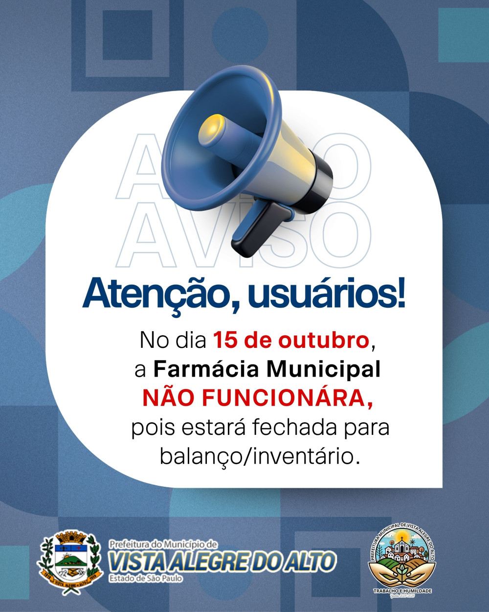 Comunicado – Farmácia Municipal.