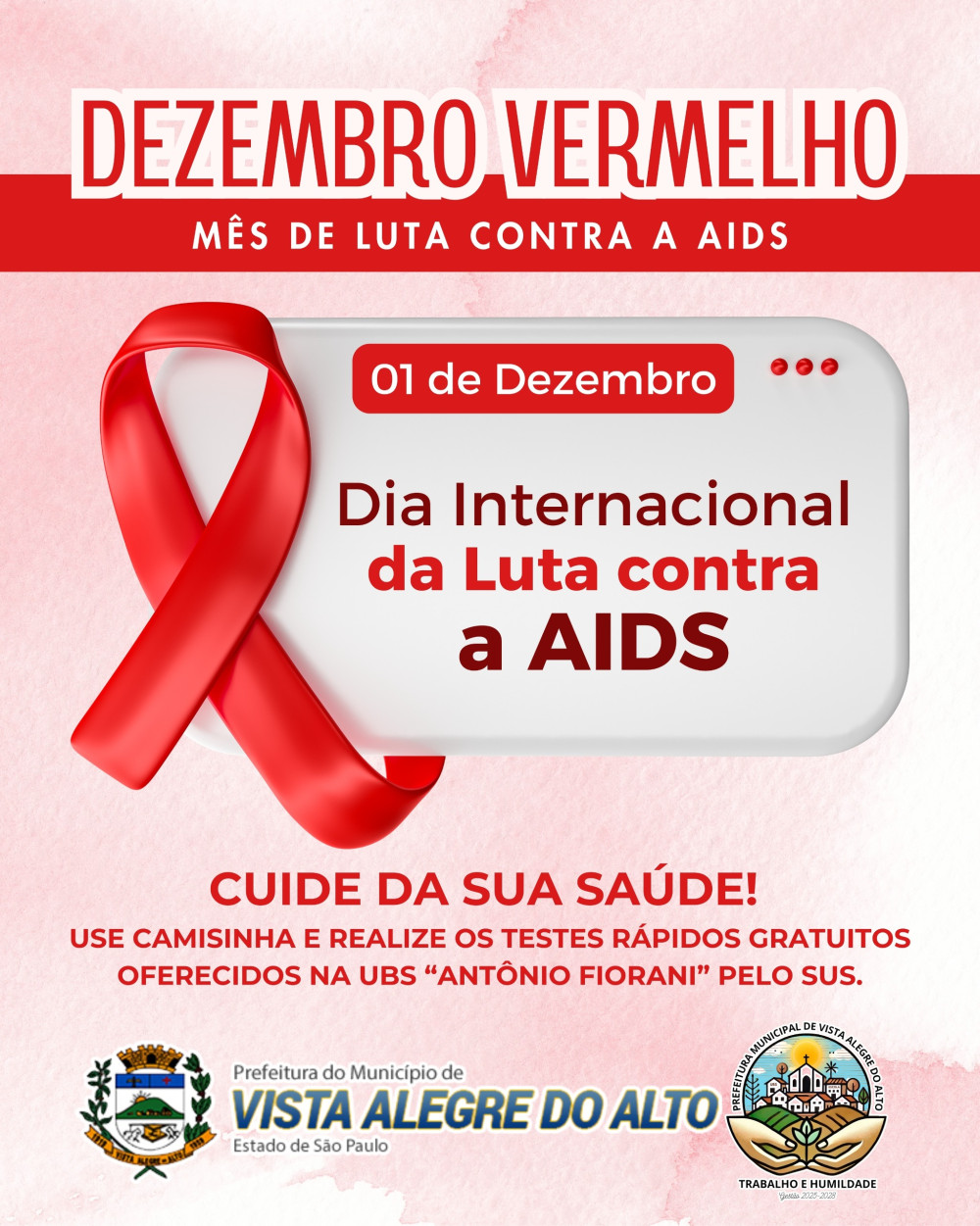 Dezembro Vermelho reforça prevenção e marca o Dia Internacional da Luta contra a AIDS.