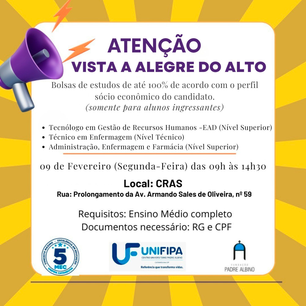 Abertas as inscrições para Bolsas de Estudo de até 100%