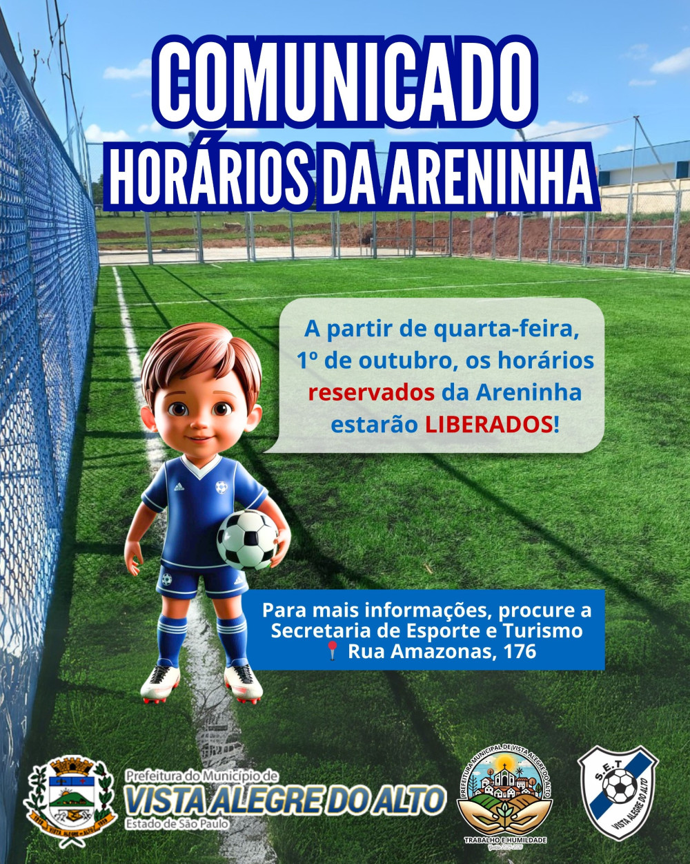 Comunicado – Horários da Areninha.
