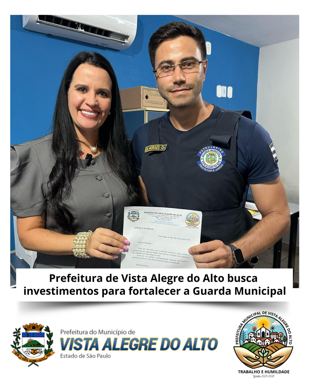 Prefeitura de Vista Alegre do Alto busca investimentos para fortalecer a Guarda Municipal.