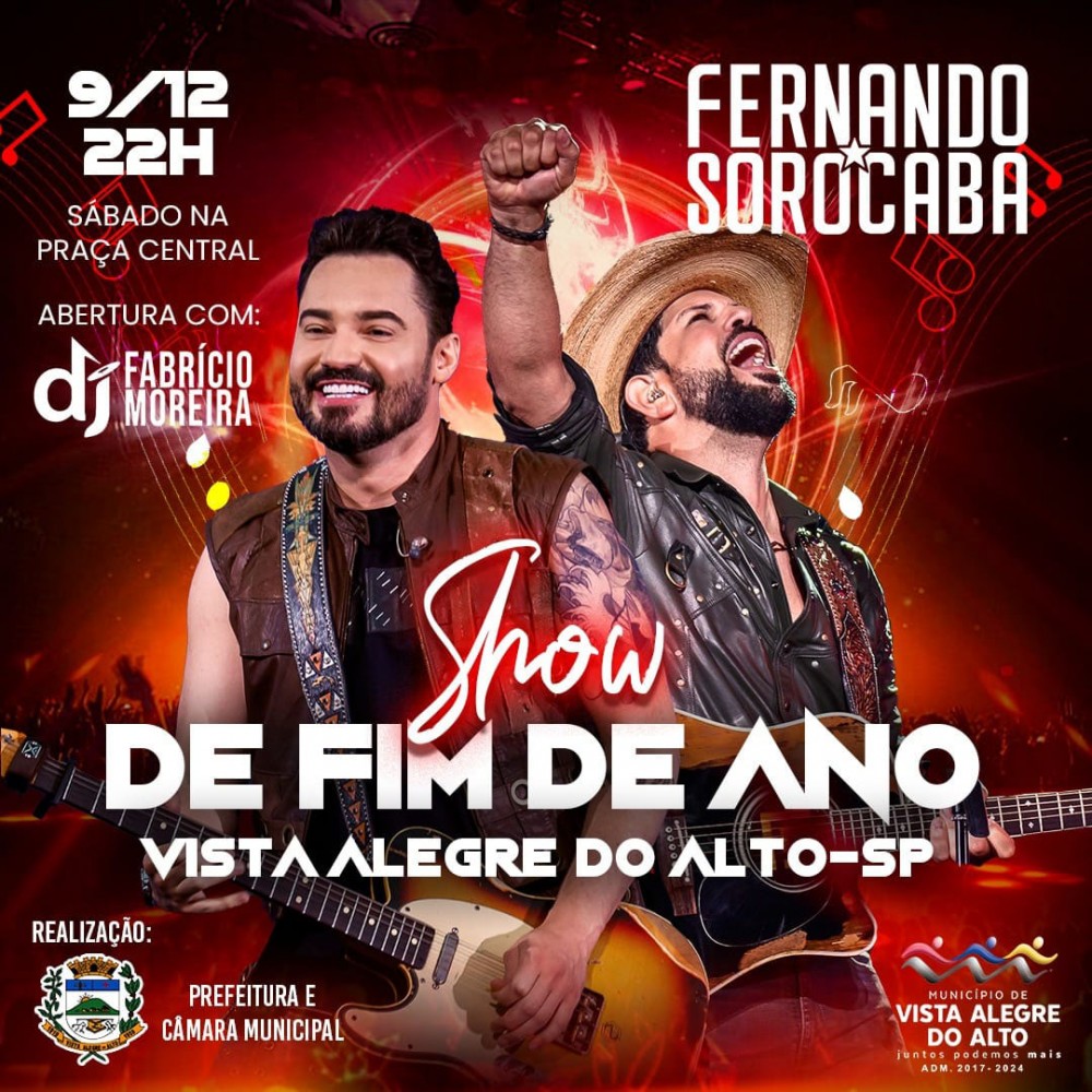 Prefeitura de Vista Alegre presenteia população com show da dupla Fernando e Sorocaba.