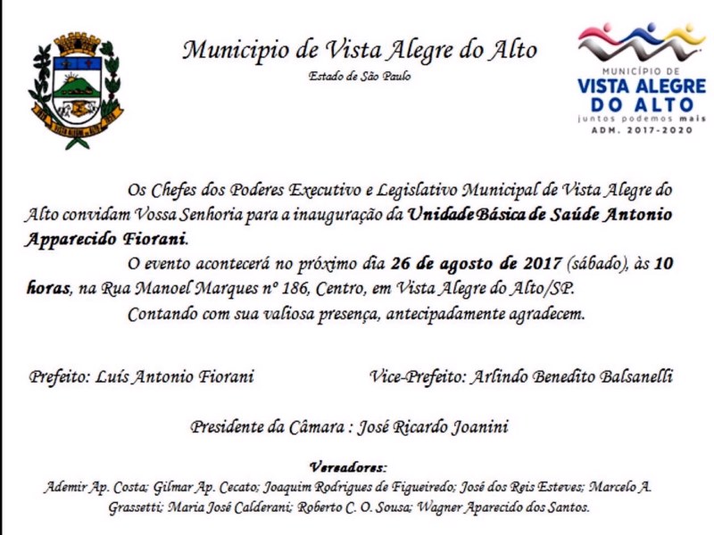 Convite de Inauguração.