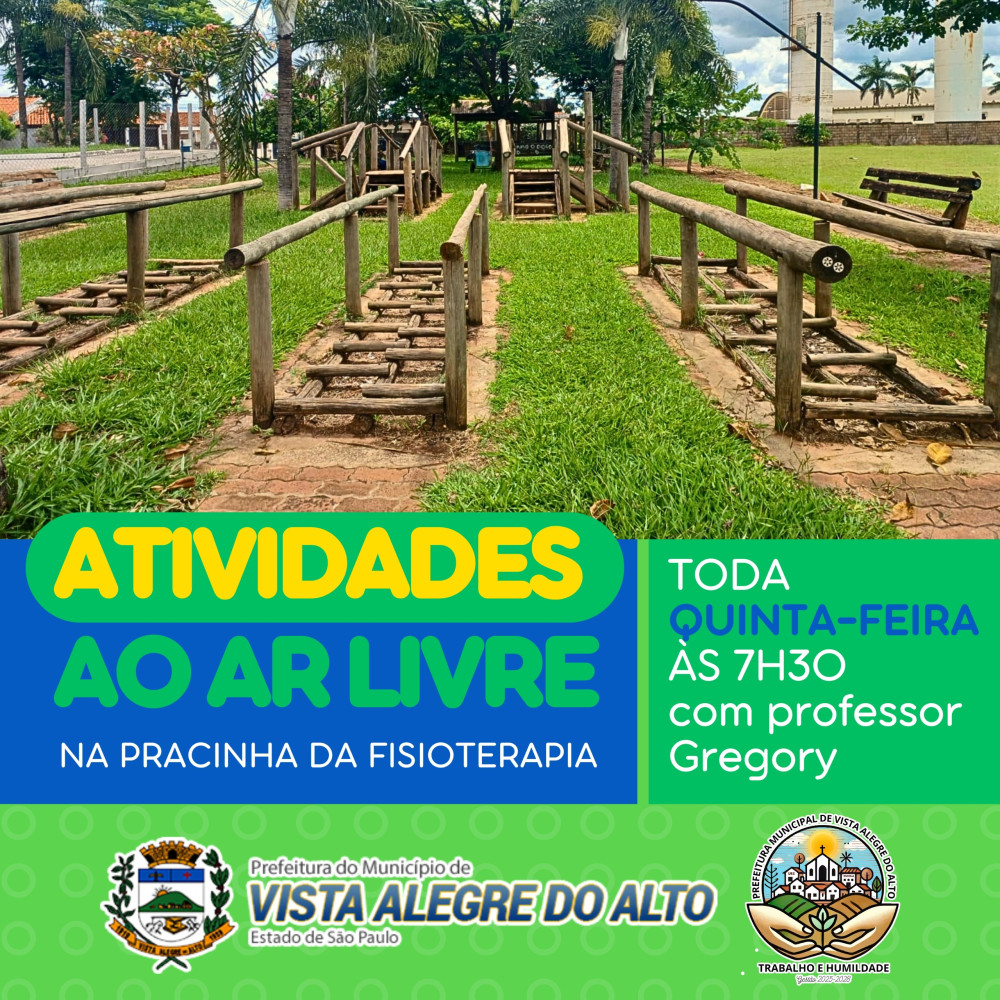 Atividades ao ar livre na pracinha da fisioterapia.