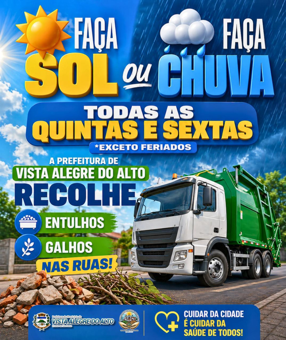 Coleta de entulhos e galhos.