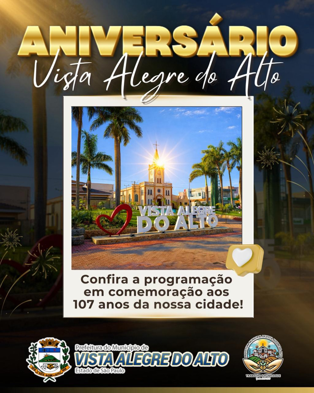 Vista Alegre do Alto comemora 107 anos com programação especial ao longo de março.