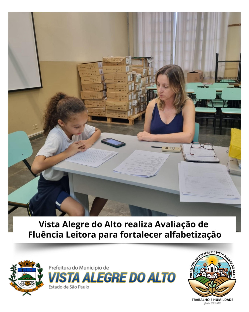 Vista Alegre do Alto realiza Avaliação de Fluência Leitora para fortalecer alfabetização.