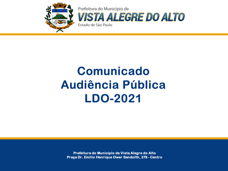 Comunicado - Audiência Pública LDO 2021.