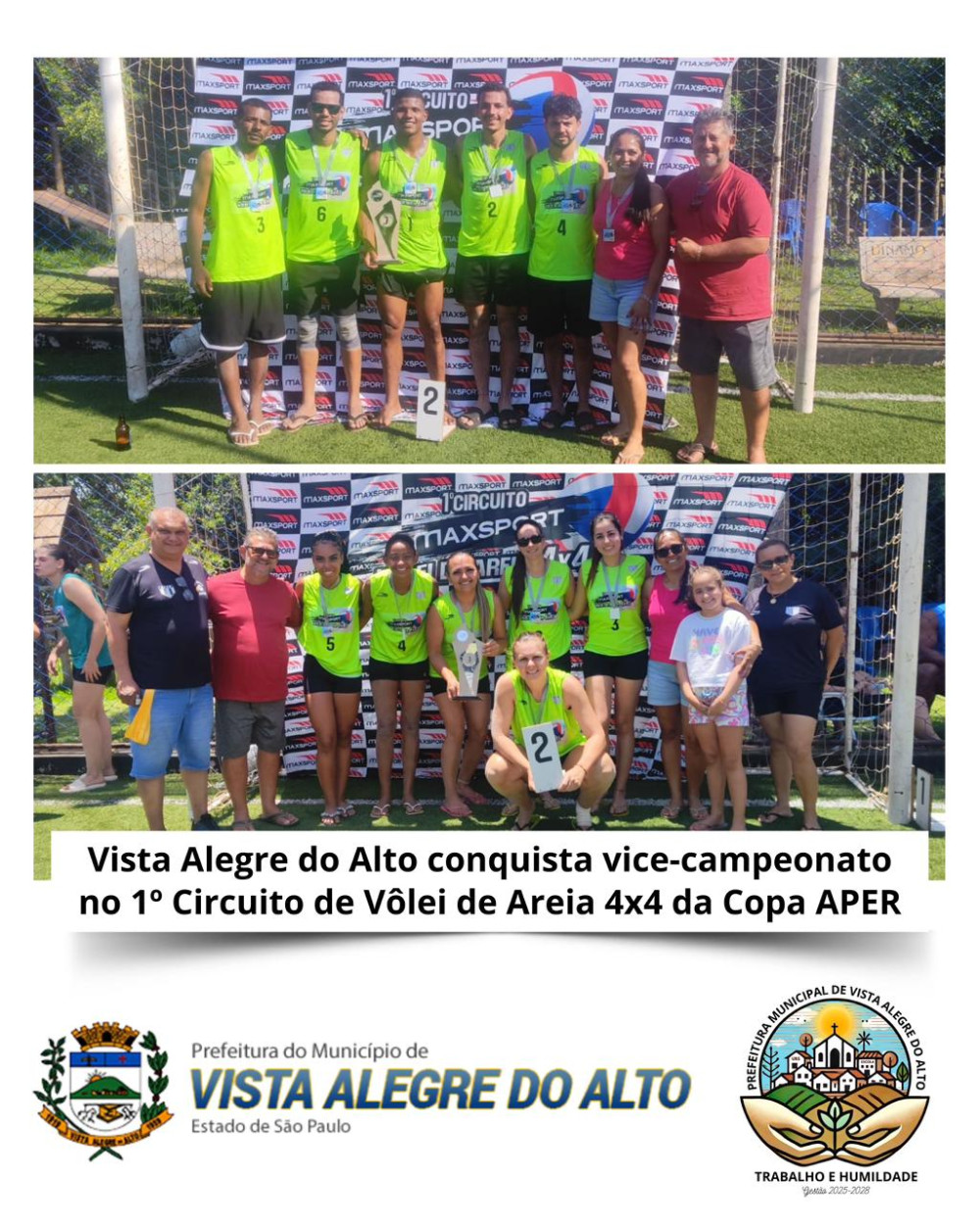 Vista Alegre do Alto conquista vice-campeonato no 1º Circuito de Vôlei de Areia 4x4 da Copa APER.