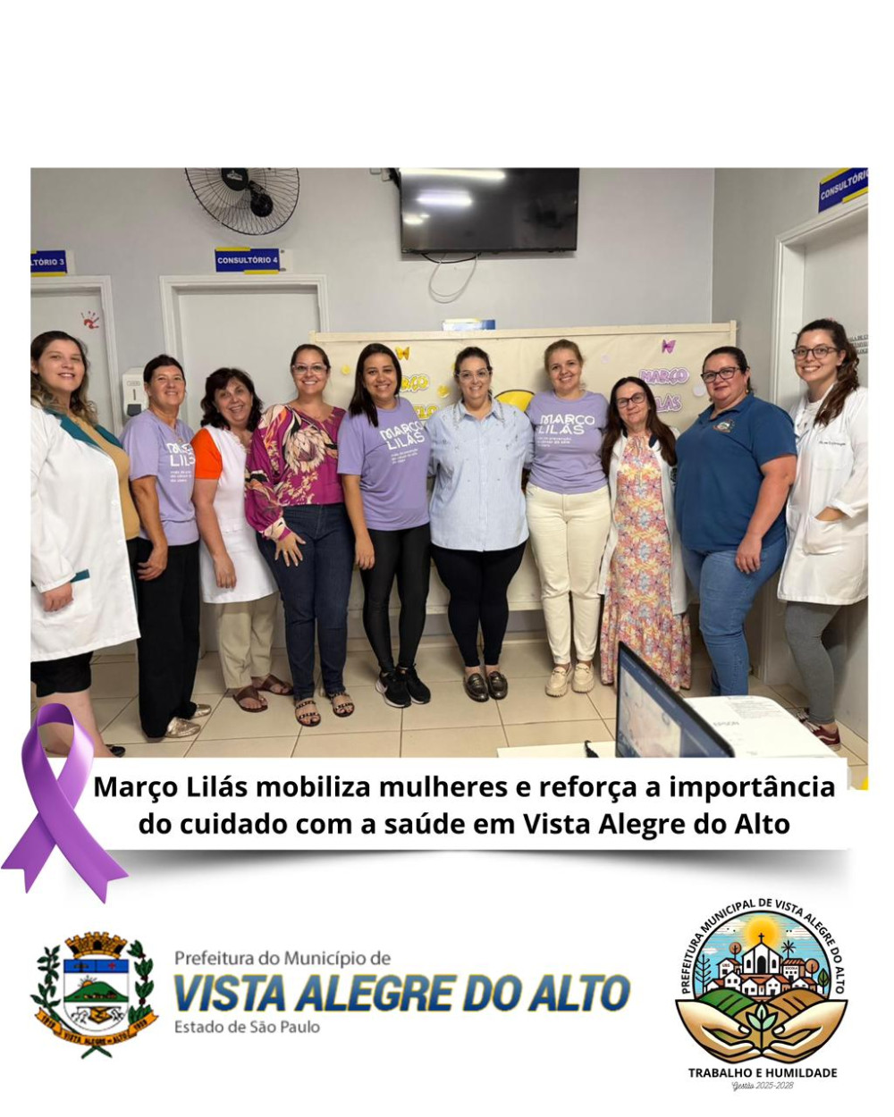 Março Lilás mobiliza mulheres e reforça a importância do cuidado com a saúde em Vista Alegre do Alto.
