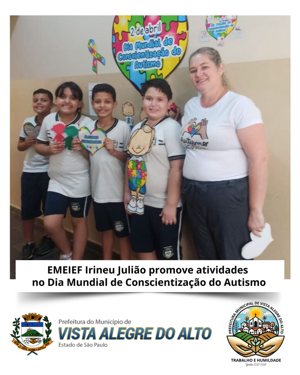 EMEIEF Irineu Julião promove atividades no Dia Mundial de Conscientização do Autismo.