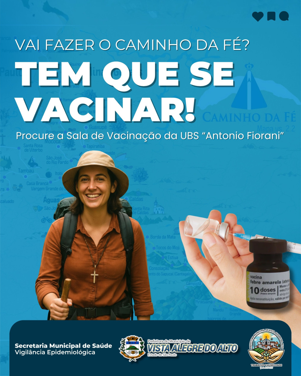 Prefeitura do Município de Vista Alegre do Alto leva orientações de saúde para Romeiros que participarão das Rotas da Fé até Aparecida do Norte.