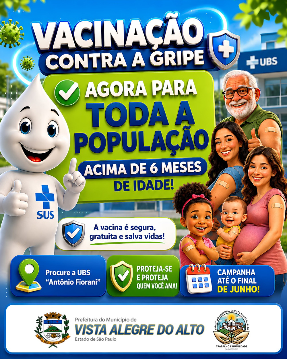 Vacinação contra a gripe é ampliada para toda a população acima de 6 meses.