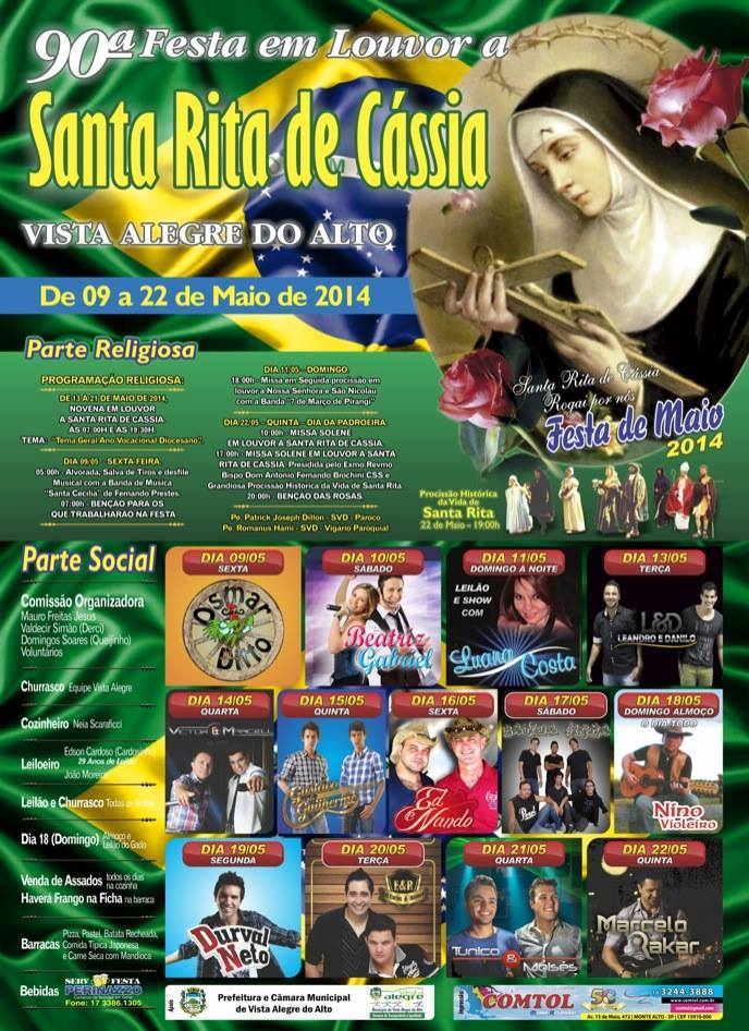 90ª Festa em Louvor à Santa Rita de Cássia.