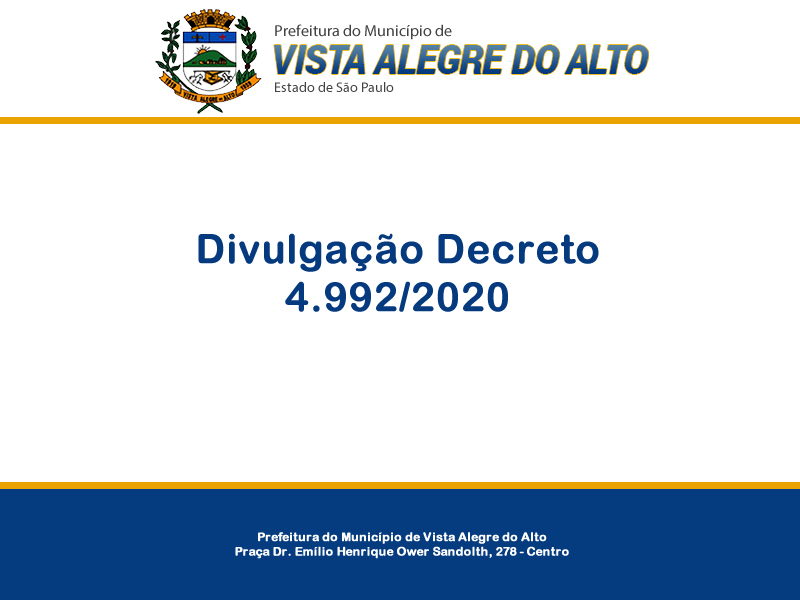Divulgação do Decreto 4.992/2020.