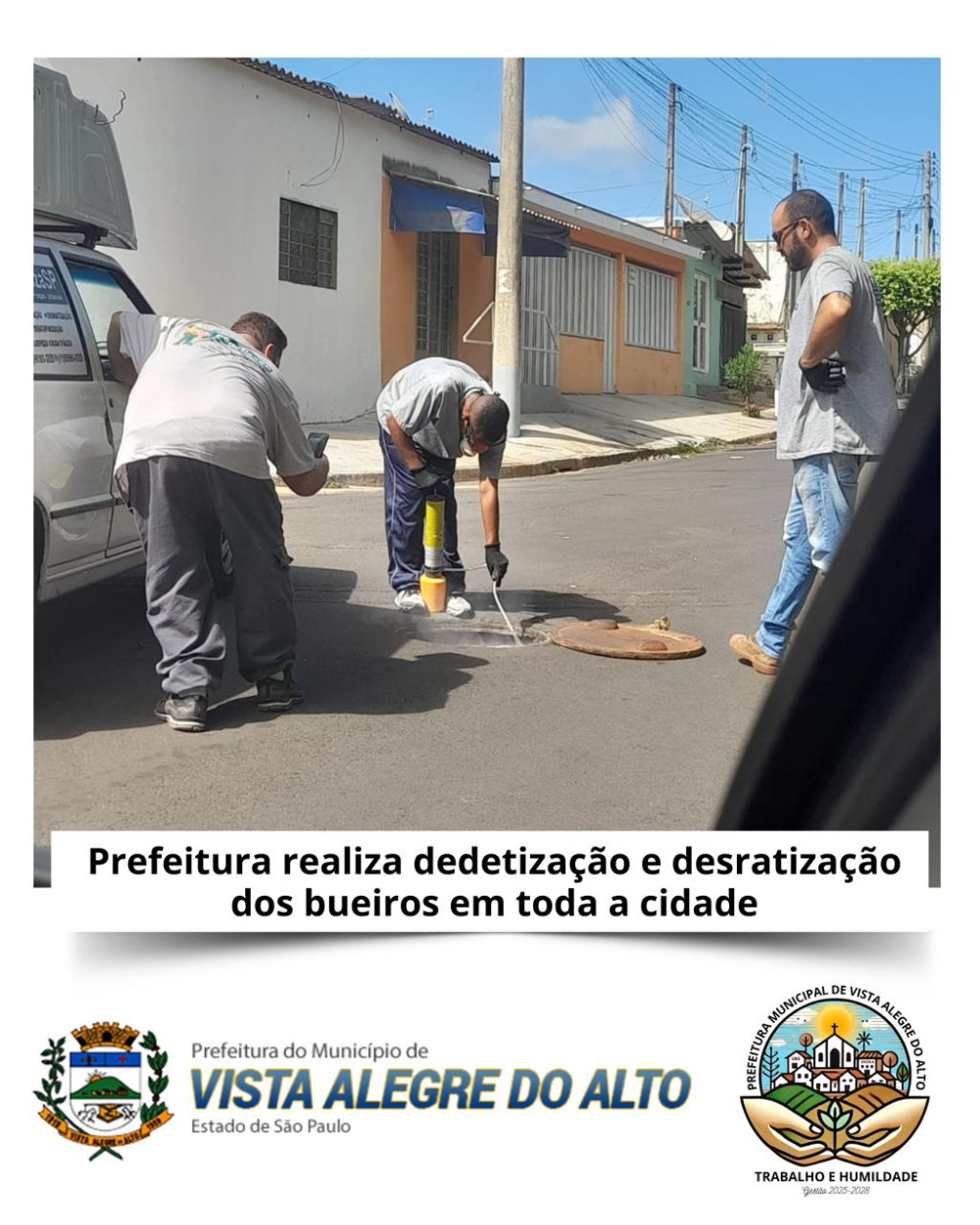 Prefeitura realiza dedetização e desratização dos bueiros em toda a cidade.