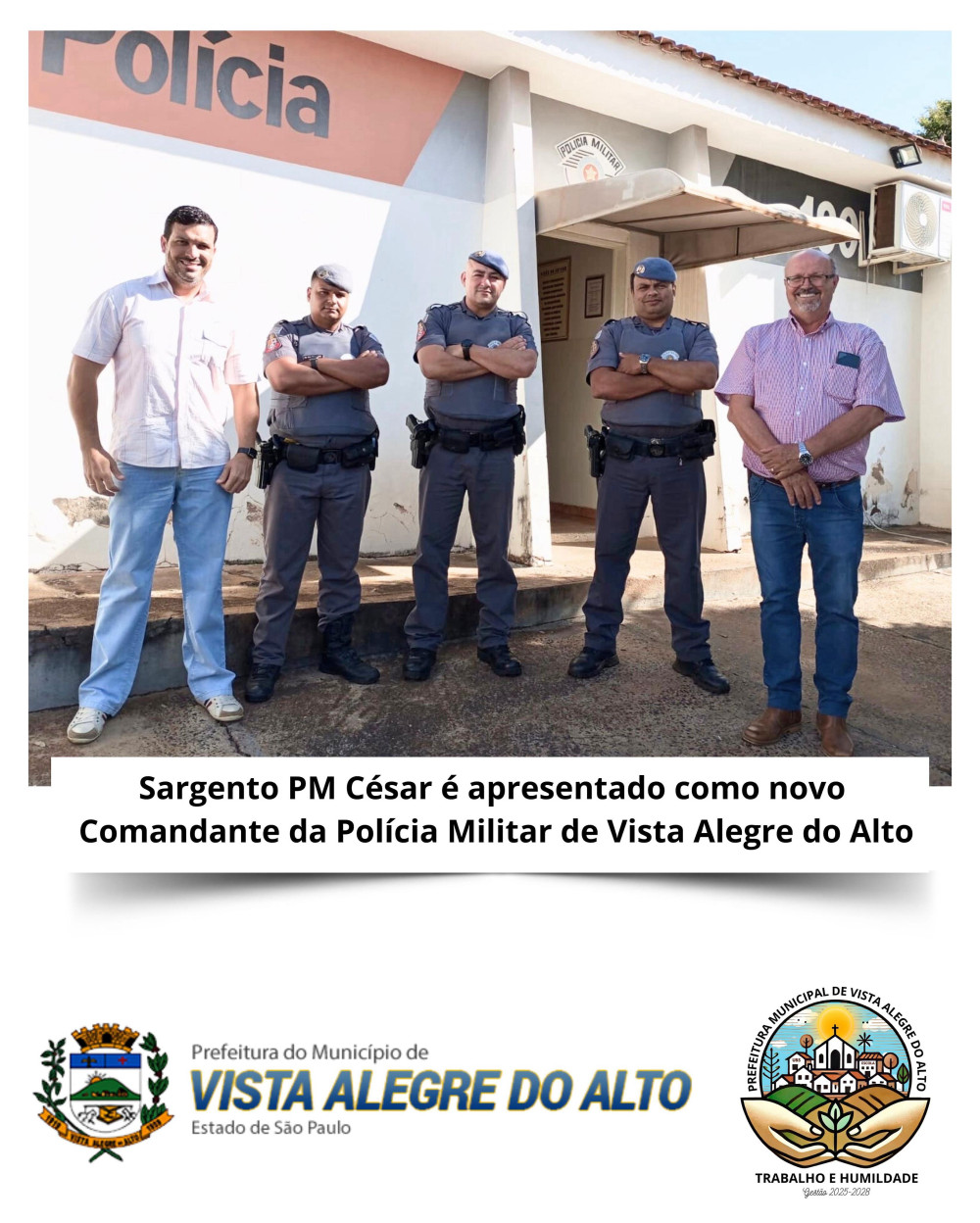 Sargento PM César é apresentado como Novo Comandante da Polícia Militar de Vista Alegre do Alto.