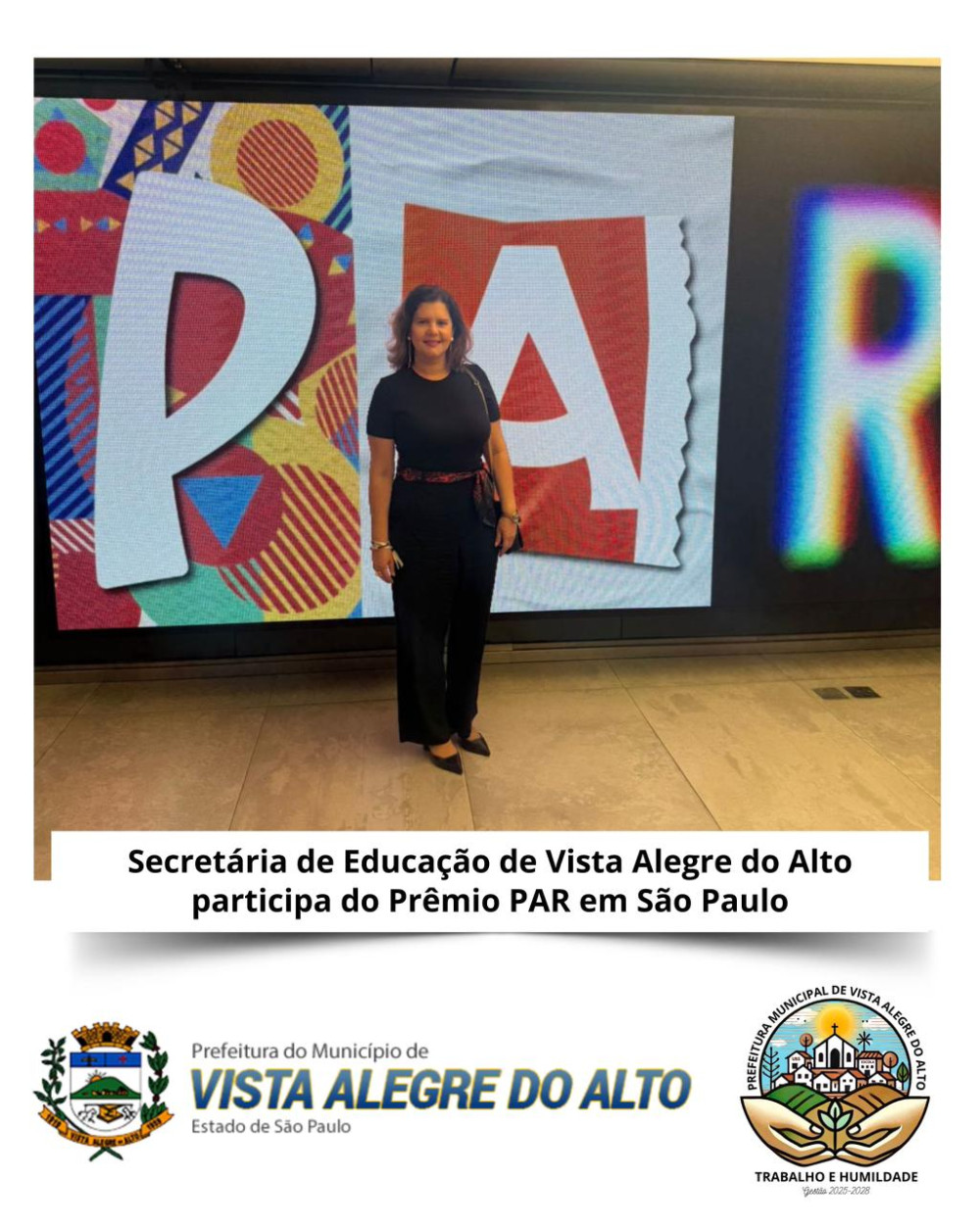 Secretária de Educação de Vista Alegre do Alto participa do Prêmio PAR em São Paulo.