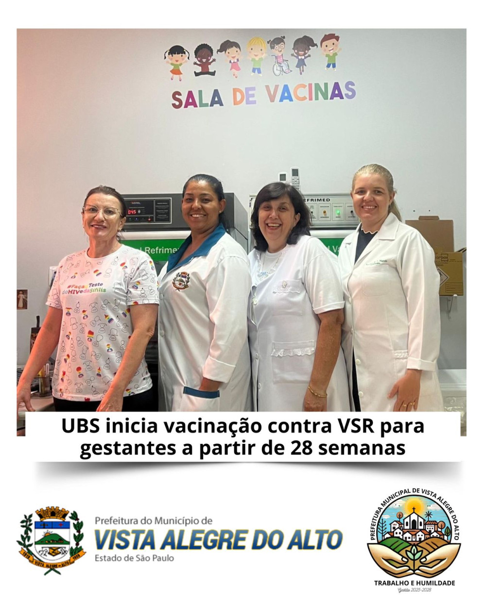 UBS inicia vacinação contra VSR para gestantes a partir de 28 semanas.