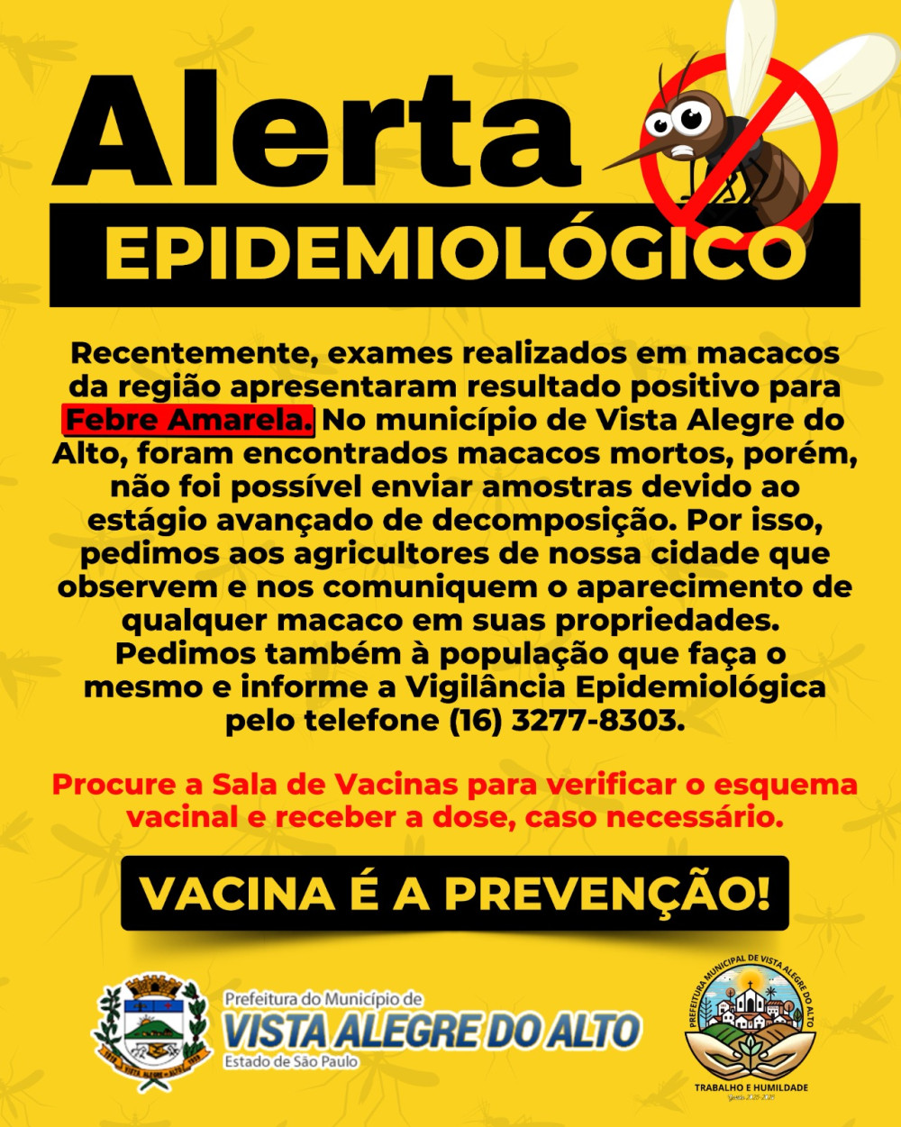 Alerta epidemiológico – Febre amarela.