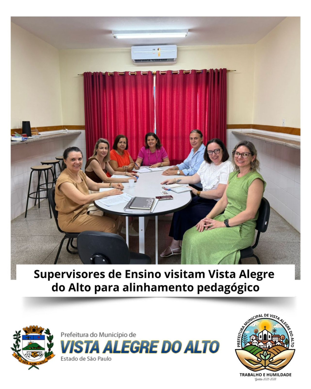 Supervisores de Ensino visitam Vista Alegre do Alto para alinhamento pedagógico.
