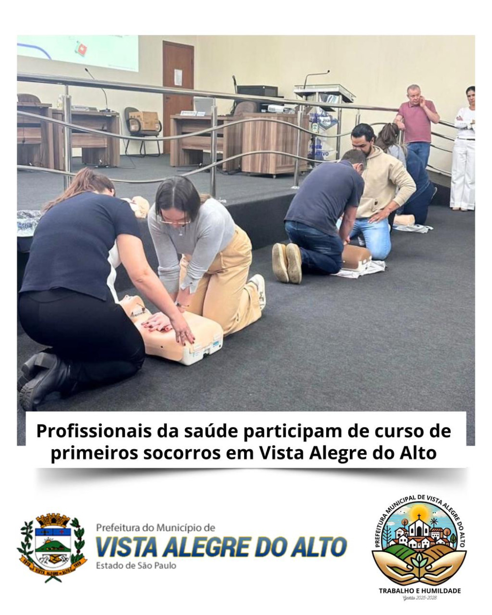 Profissionais da saúde participam de curso de primeiros socorros em Vista Alegre do Alto.