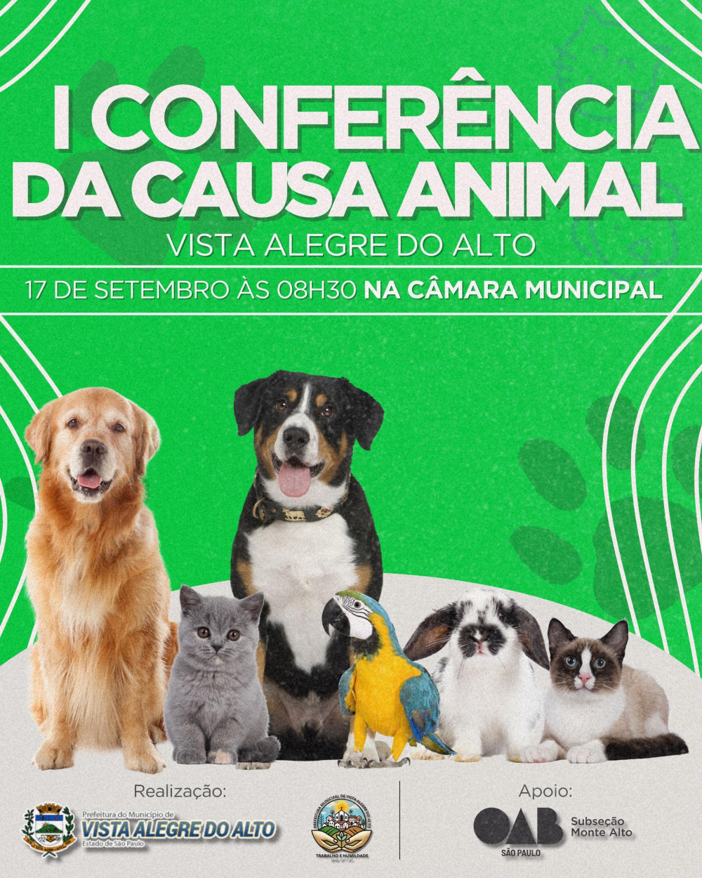 Prefeitura publica lei que cria Conselho e Fundo de Proteção Animal em Vista Alegre do Alto.