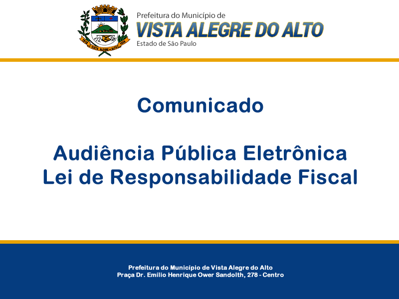 Comunicado - Audiência Pública Eletrônica.