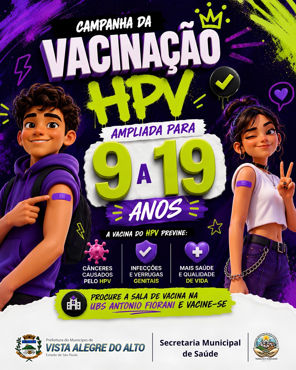 Campanha de vacinação contra o HPV é ampliada para jovens de 9 a 19 anos.