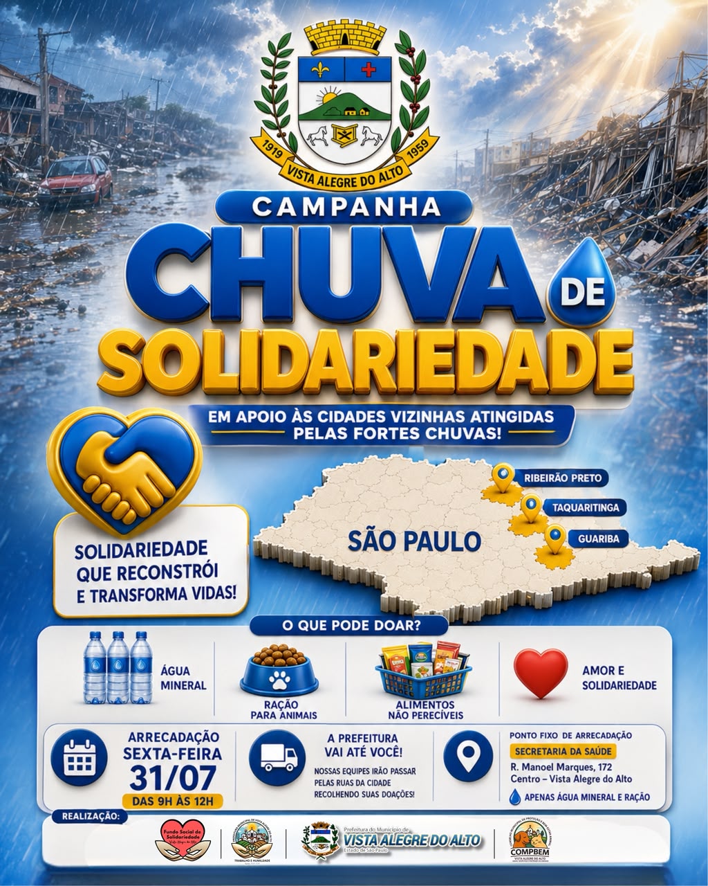 Vista Alegre do Alto unida pela solidariedade.