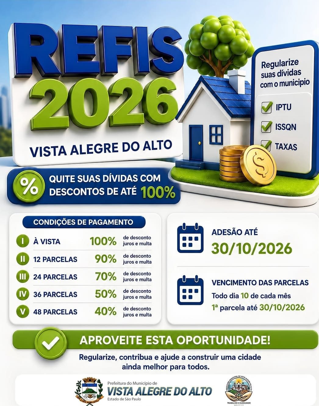 REFIS 2026: Regularize seus débitos com até 100% de desconto em juros e multas.