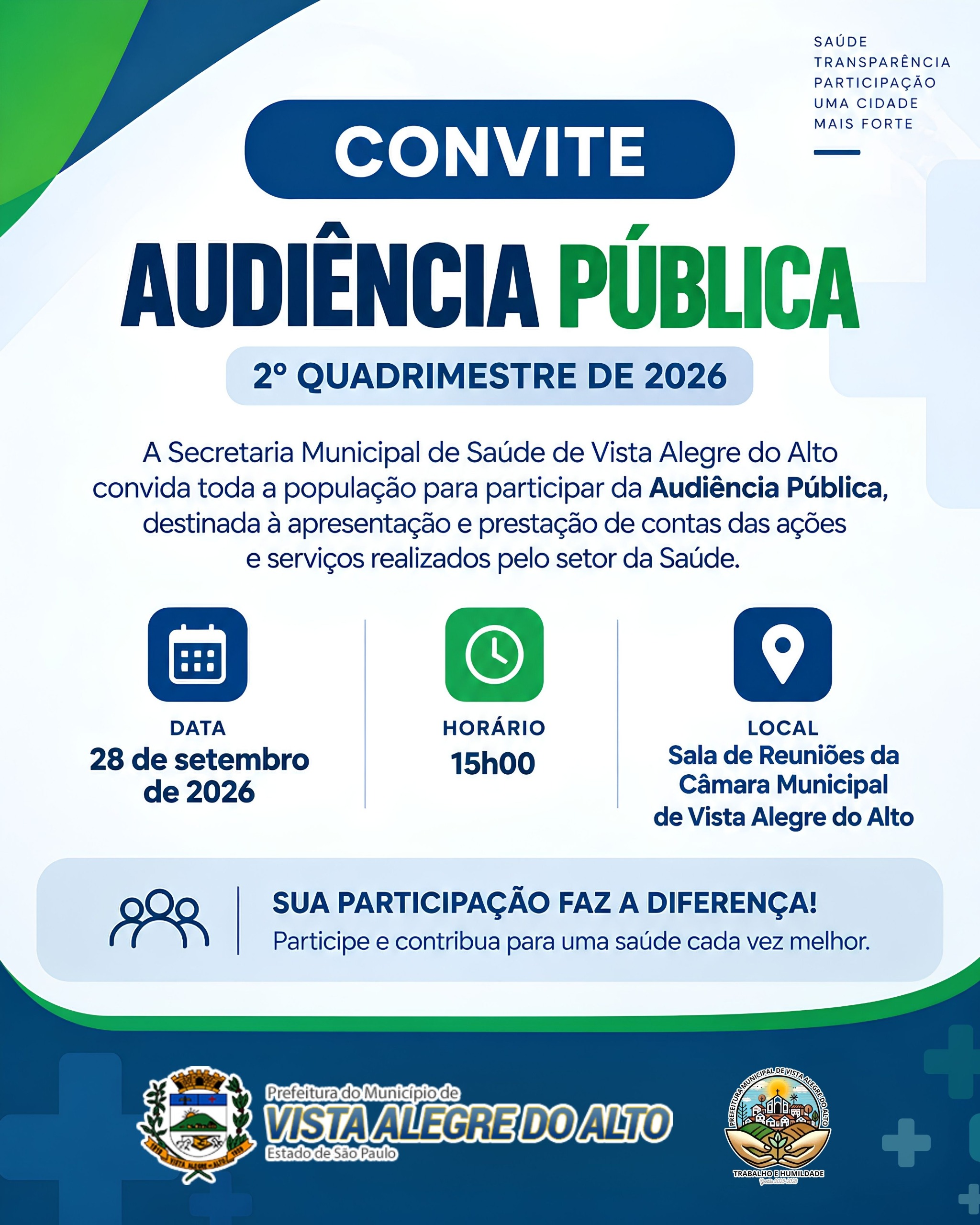 Audiência Pública referente ao 2º Quadrimestre de 2026.
