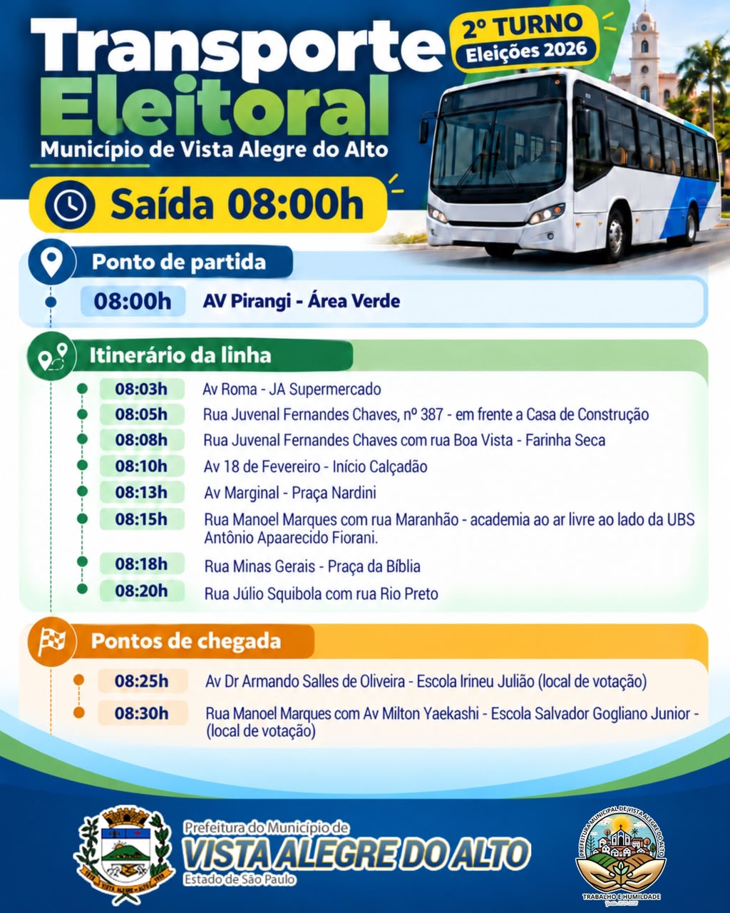 TRANSPORTE ELEITORAL – SEGUNDO TURNO.